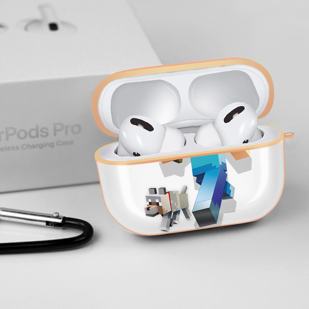 マインクラフト ブロックの世界 Minecraft MC Block world 【AirPods Pro用】ハードシェル保護ケース｜耐衝撃・防指紋・カラビナ付き商品仕様