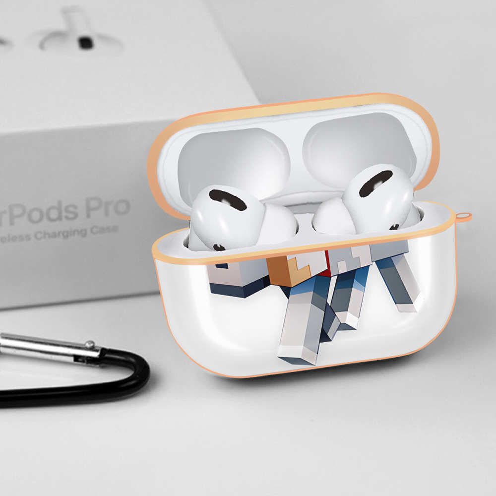 マインクラフト ブロックの世界 Minecraft MC Block world 【AirPods Pro用】ハードシェル保護ケース｜耐衝撃・防指紋・カラビナ付き商品仕様