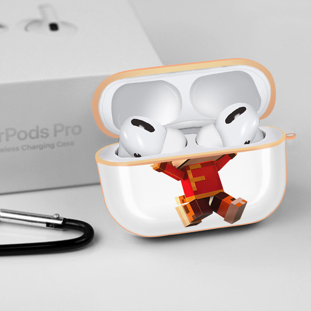 マインクラフト ブロックの世界 Minecraft MC Block world 【AirPods Pro用】ハードシェル保護ケース｜耐衝撃・防指紋・カラビナ付き商品仕様