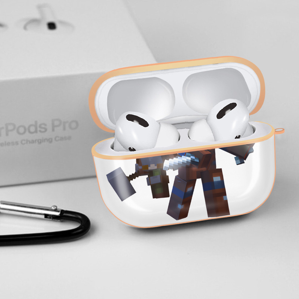 マインクラフト ブロックの世界 Minecraft MC Block world 【AirPods Pro用】ハードシェル保護ケース｜耐衝撃・防指紋・カラビナ付き商品仕様