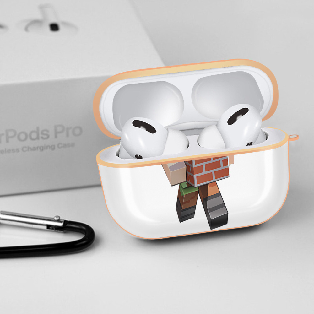 マインクラフト ブロックの世界 Minecraft MC Block world 【AirPods Pro用】ハードシェル保護ケース｜耐衝撃・防指紋・カラビナ付き商品仕様