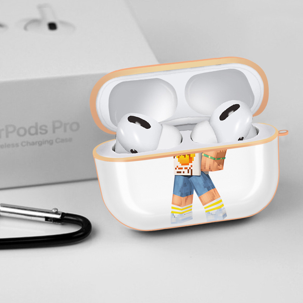 マインクラフト ブロックの世界 Minecraft MC Block world 【AirPods Pro用】ハードシェル保護ケース｜耐衝撃・防指紋・カラビナ付き商品仕様