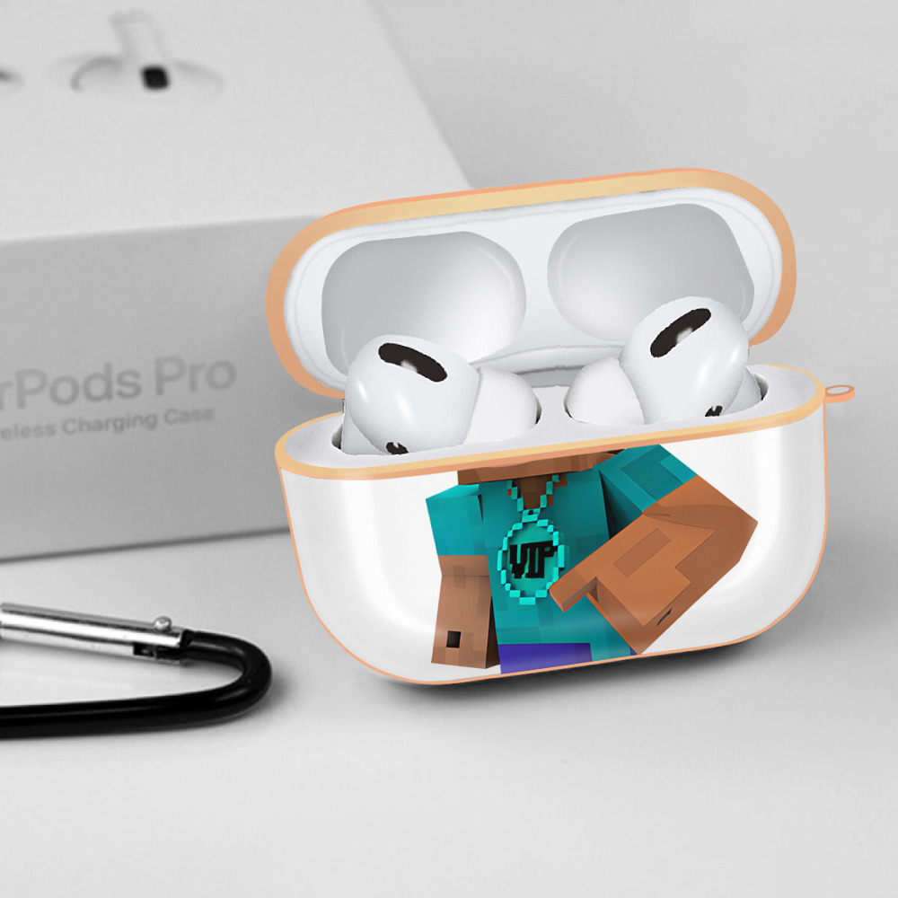 マインクラフト ブロックの世界 Minecraft MC Block world 【AirPods Pro用】ハードシェル保護ケース｜耐衝撃・防指紋・カラビナ付き商品仕様