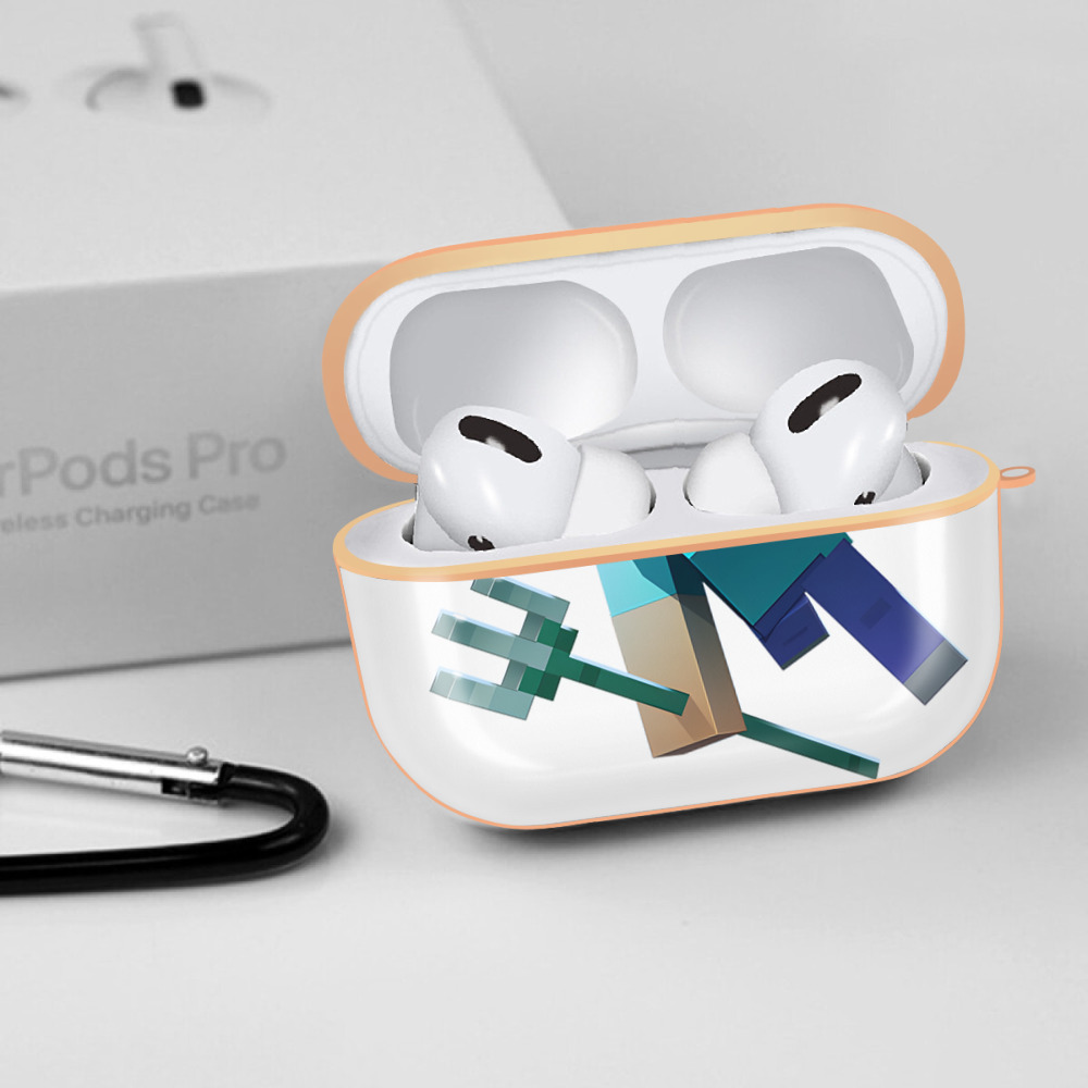 マインクラフト ブロックの世界 Minecraft MC Block world 【AirPods Pro用】ハードシェル保護ケース｜耐衝撃・防指紋・カラビナ付き商品仕様