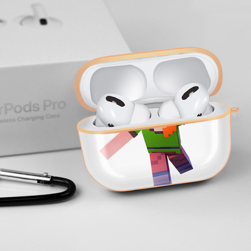 マインクラフト ブロックの世界 Minecraft MC Block world 【AirPods Pro用】ハードシェル保護ケース｜耐衝撃・防指紋・カラビナ付き商品仕様