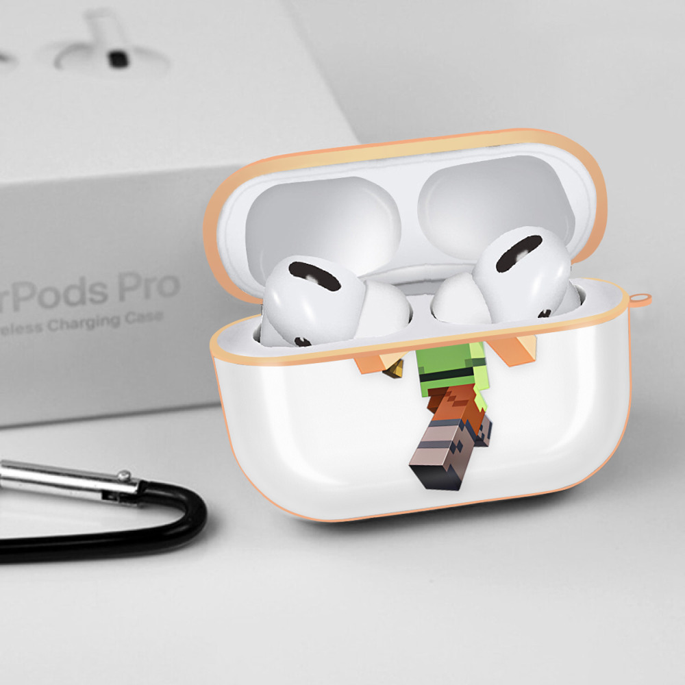 マインクラフト ブロックの世界 Minecraft MC Block world 【AirPods Pro用】ハードシェル保護ケース｜耐衝撃・防指紋・カラビナ付き商品仕様