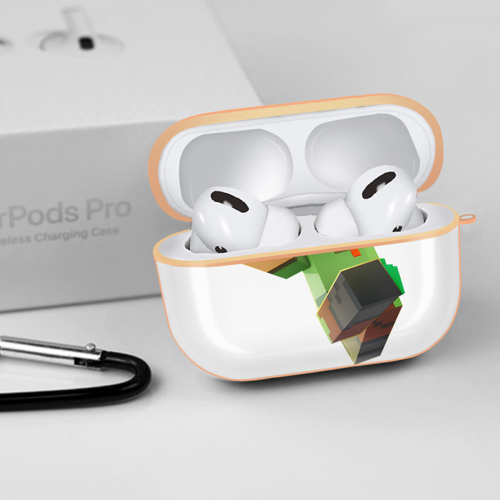 マインクラフト ブロックの世界 Minecraft MC Block world 【AirPods Pro用】ハードシェル保護ケース｜耐衝撃・防指紋・カラビナ付き商品仕様