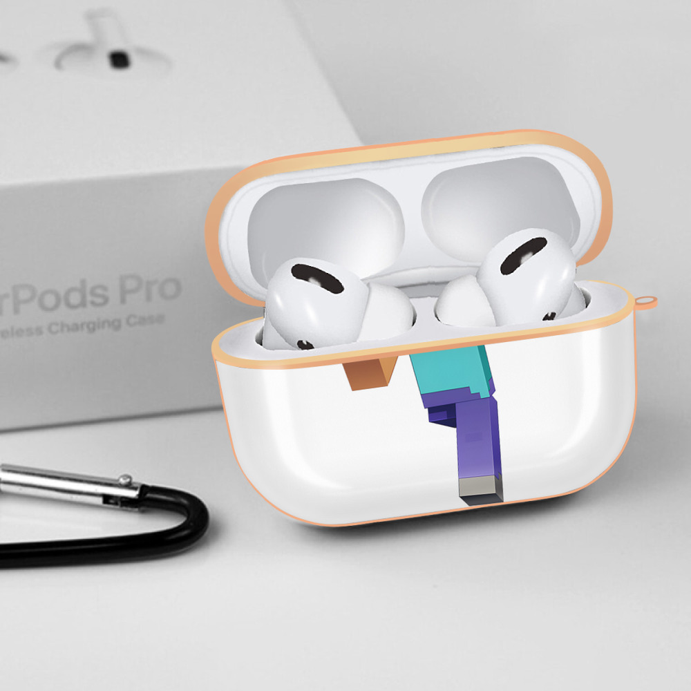 マインクラフト ブロックの世界 Minecraft MC Block world 【AirPods Pro用】ハードシェル保護ケース｜耐衝撃・防指紋・カラビナ付き商品仕様