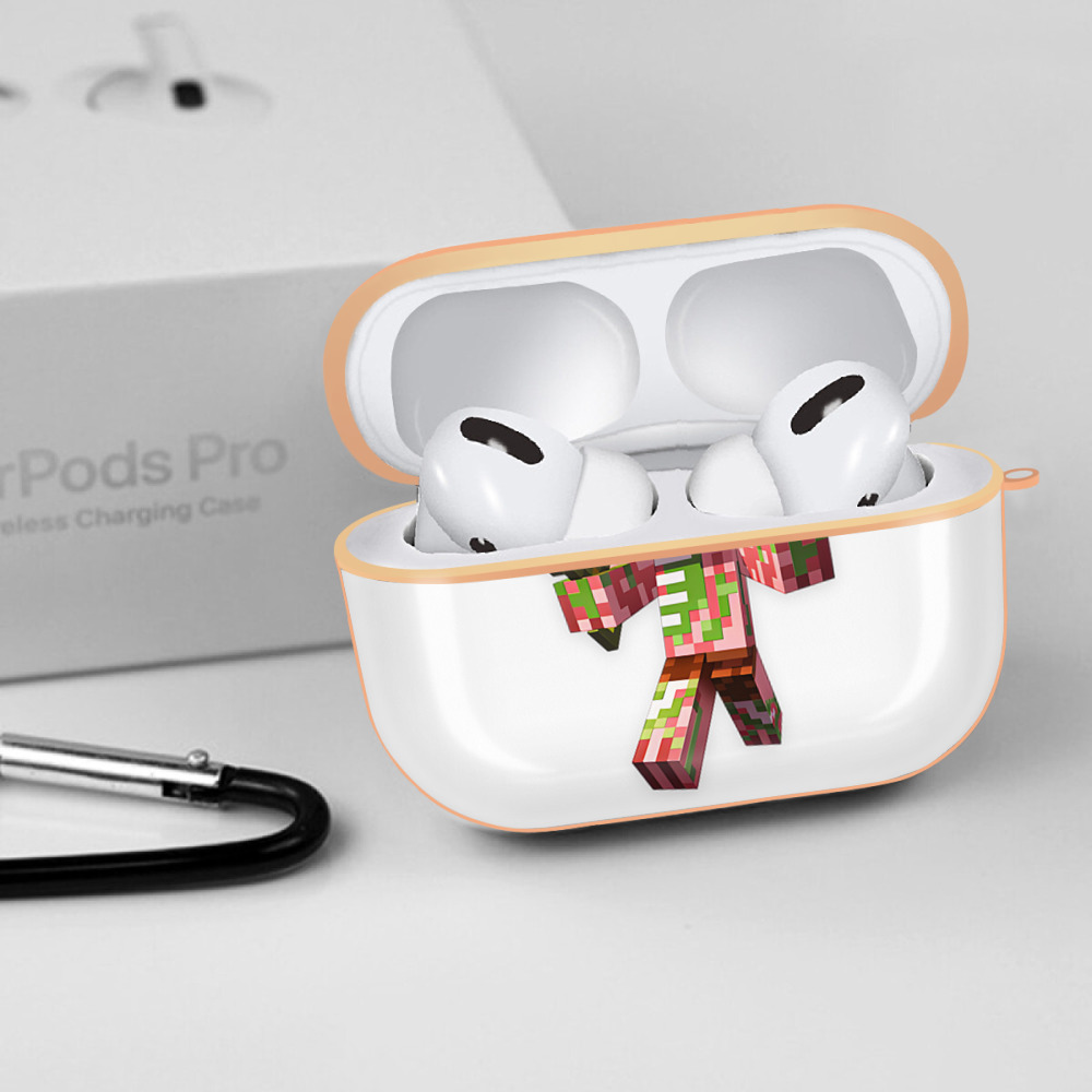 マインクラフト ブロックの世界 Minecraft MC Block world 【AirPods Pro用】ハードシェル保護ケース｜耐衝撃・防指紋・カラビナ付き商品仕様