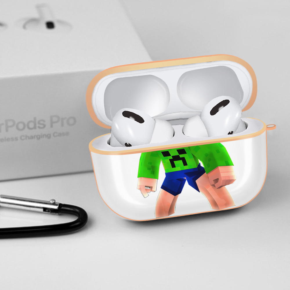 マインクラフト ブロックの世界 Minecraft MC Block world 【AirPods Pro用】ハードシェル保護ケース｜耐衝撃・防指紋・カラビナ付き商品仕様