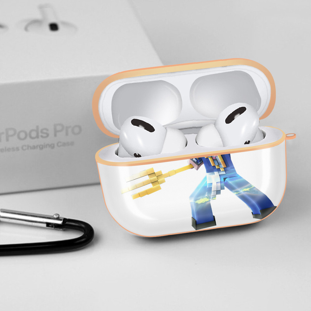 マインクラフト ブロックの世界 Minecraft MC Block world 【AirPods Pro用】ハードシェル保護ケース｜耐衝撃・防指紋・カラビナ付き商品仕様