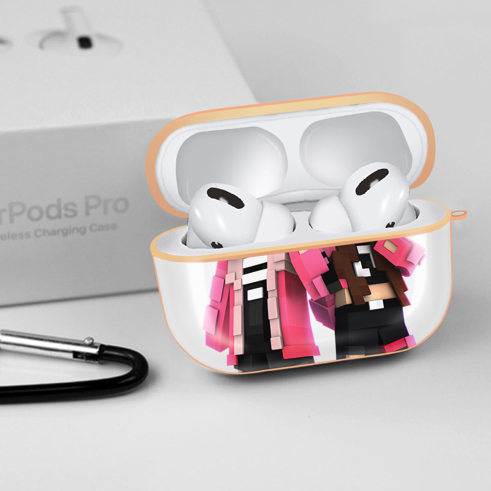 マインクラフト ブロックの世界 Minecraft MC Block world 【AirPods Pro用】ハードシェル保護ケース｜耐衝撃・防指紋・カラビナ付き商品仕様