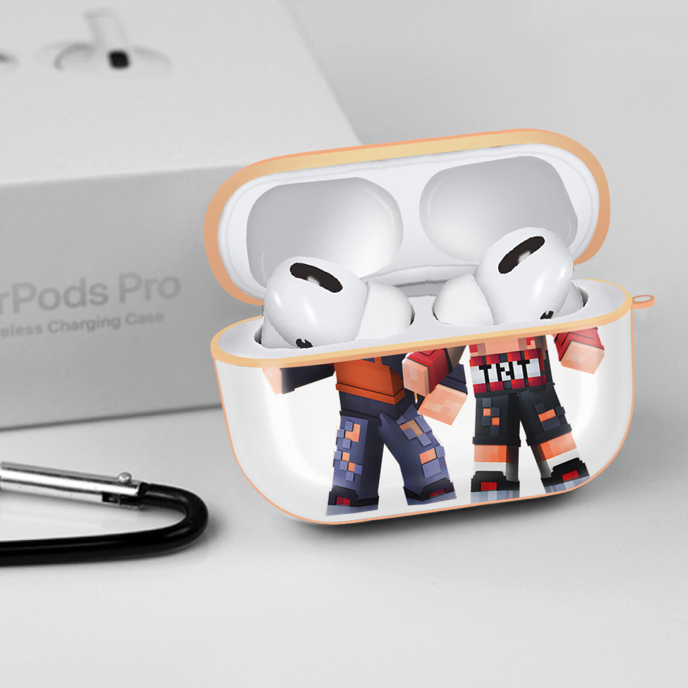 マインクラフト ブロックの世界 Minecraft MC Block world 【AirPods Pro用】ハードシェル保護ケース｜耐衝撃・防指紋・カラビナ付き商品仕様