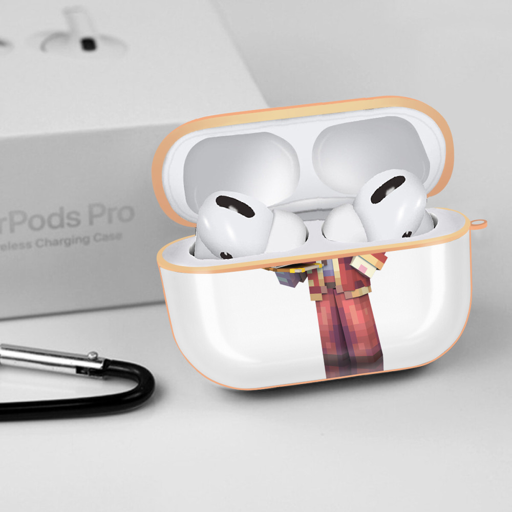 マインクラフト ブロックの世界 Minecraft MC Block world 【AirPods Pro用】ハードシェル保護ケース｜耐衝撃・防指紋・カラビナ付き商品仕様