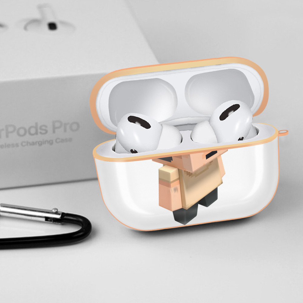マインクラフト ブロックの世界 Minecraft MC Block world 【AirPods Pro用】ハードシェル保護ケース｜耐衝撃・防指紋・カラビナ付き商品仕様