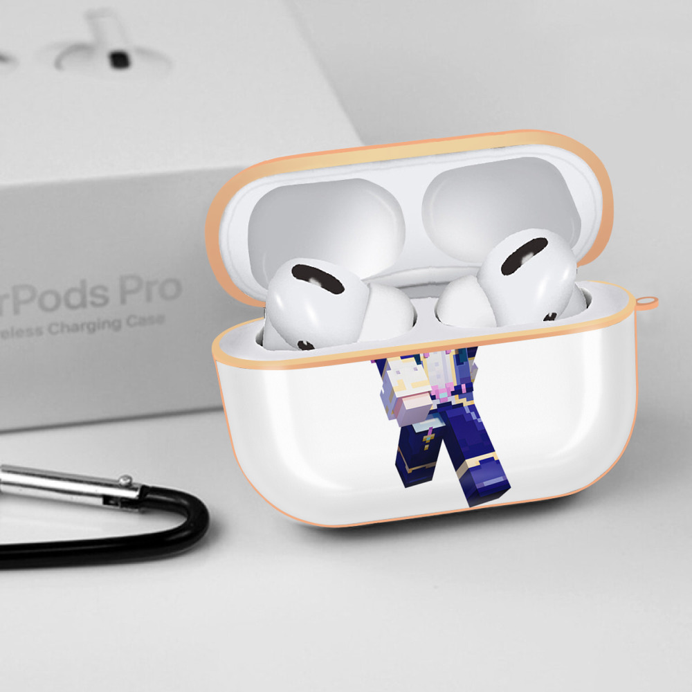 マインクラフト ブロックの世界 Minecraft MC Block world 【AirPods Pro用】ハードシェル保護ケース｜耐衝撃・防指紋・カラビナ付き商品仕様