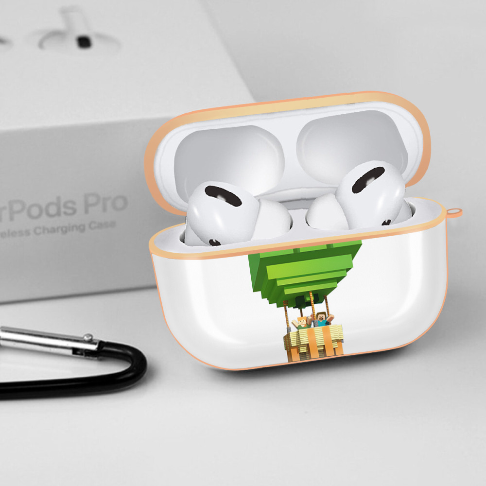 マインクラフト ブロックの世界 Minecraft MC Block world 【AirPods Pro用】ハードシェル保護ケース｜耐衝撃・防指紋・カラビナ付き商品仕様