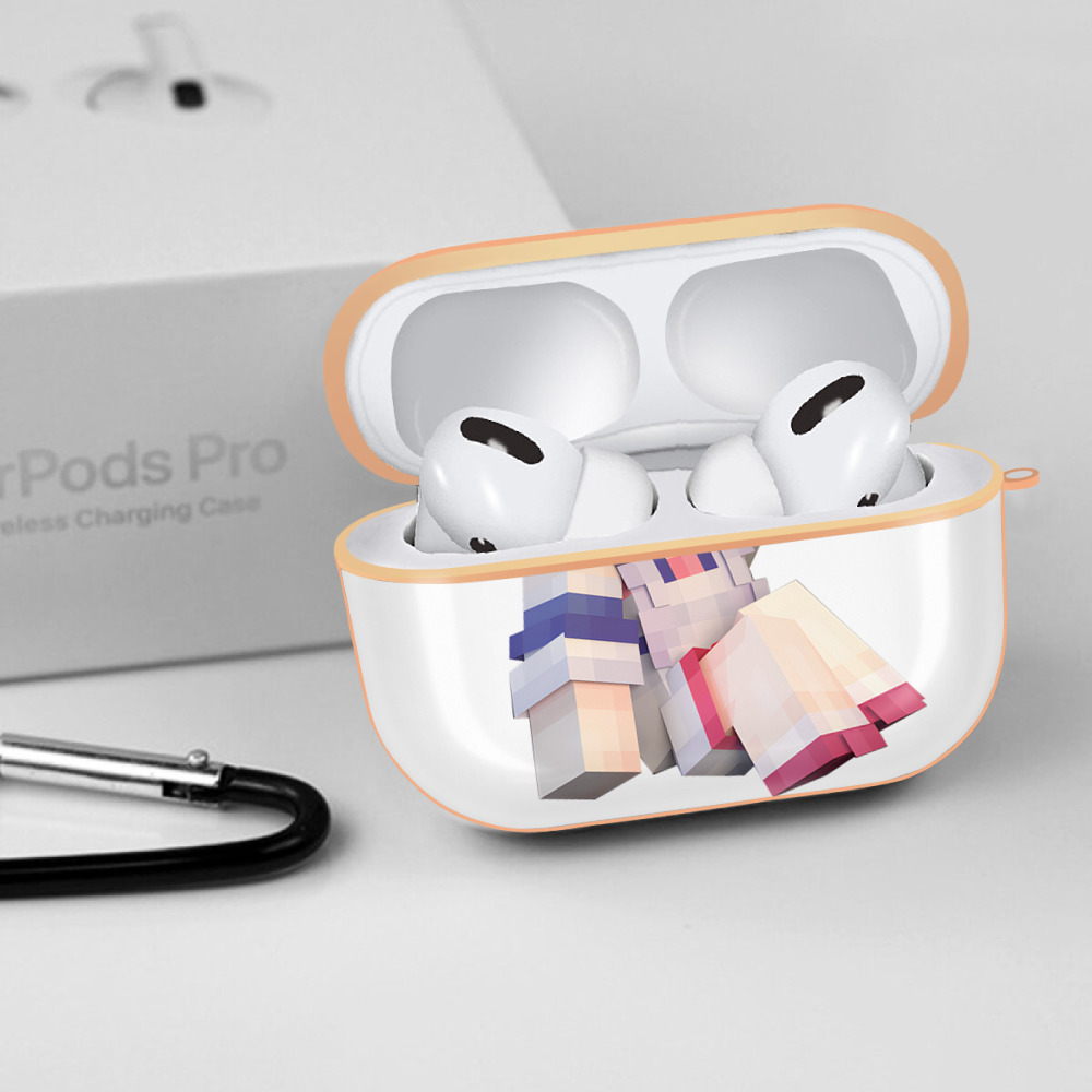 マインクラフト ブロックの世界 Minecraft MC Block world 【AirPods Pro用】ハードシェル保護ケース｜耐衝撃・防指紋・カラビナ付き商品仕様