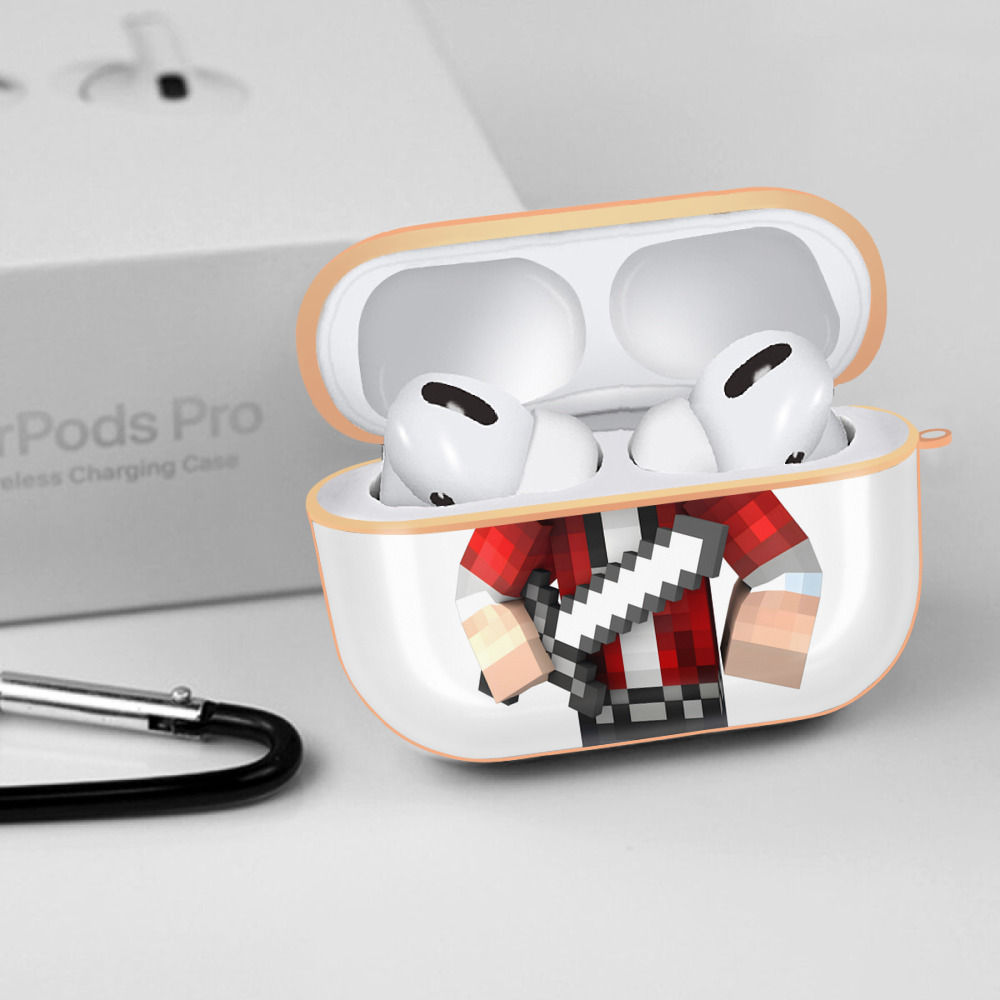 マインクラフト ブロックの世界 Minecraft MC Block world 【AirPods Pro用】ハードシェル保護ケース｜耐衝撃・防指紋・カラビナ付き商品仕様