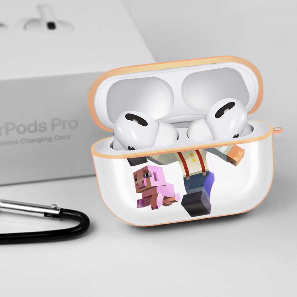 マインクラフト ブロックの世界 Minecraft MC Block world 【AirPods Pro用】ハードシェル保護ケース｜耐衝撃・防指紋・カラビナ付き商品仕様