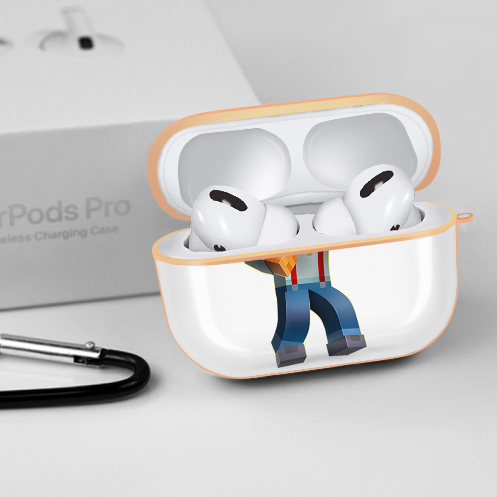 マインクラフト ブロックの世界 Minecraft MC Block world 【AirPods Pro用】ハードシェル保護ケース｜耐衝撃・防指紋・カラビナ付き商品仕様