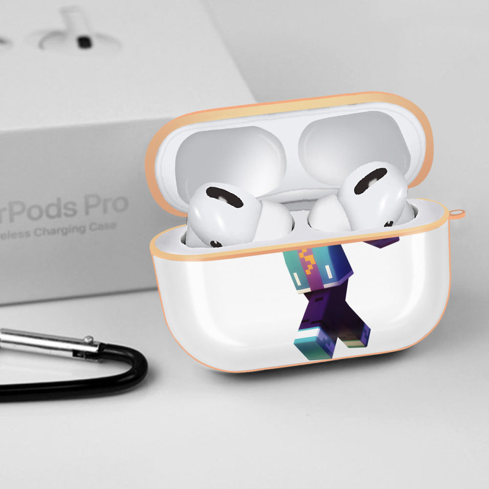 マインクラフト ブロックの世界 Minecraft MC Block world 【AirPods Pro用】ハードシェル保護ケース｜耐衝撃・防指紋・カラビナ付き商品仕様