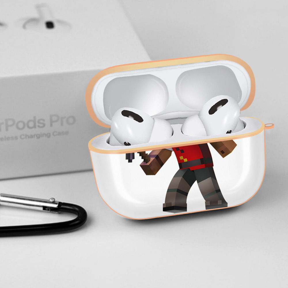 マインクラフト ブロックの世界 Minecraft MC Block world 【AirPods Pro用】ハードシェル保護ケース｜耐衝撃・防指紋・カラビナ付き商品仕様