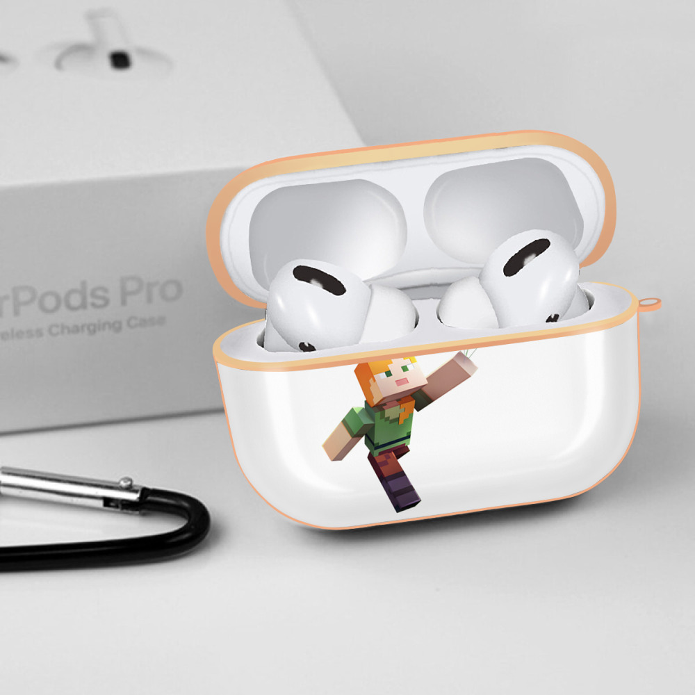マインクラフト ブロックの世界 Minecraft MC Block world 【AirPods Pro用】ハードシェル保護ケース｜耐衝撃・防指紋・カラビナ付き商品仕様