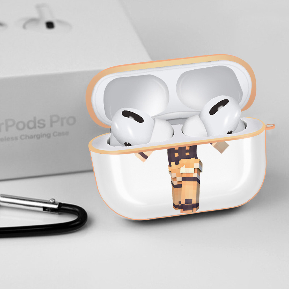 マインクラフト ブロックの世界 Minecraft MC Block world 【AirPods Pro用】ハードシェル保護ケース｜耐衝撃・防指紋・カラビナ付き商品仕様