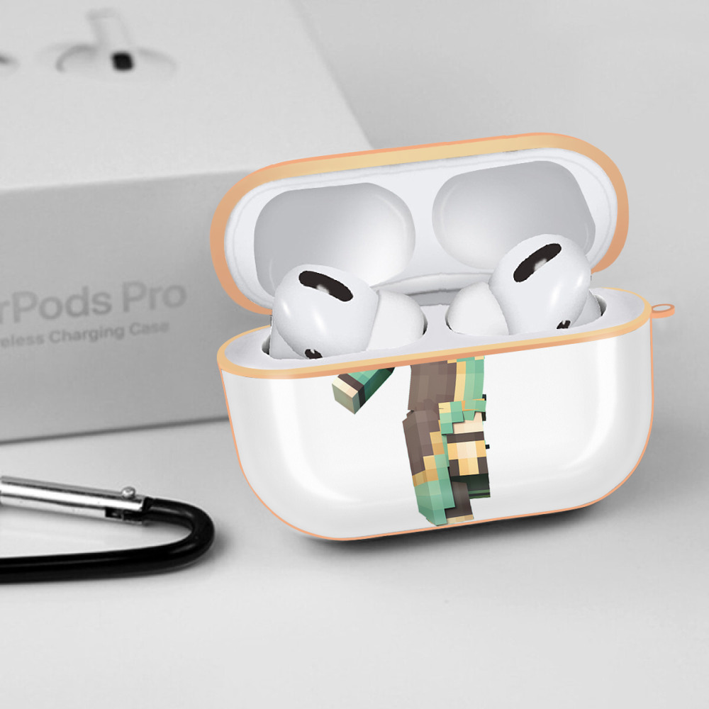 マインクラフト ブロックの世界 Minecraft MC Block world 【AirPods Pro用】ハードシェル保護ケース｜耐衝撃・防指紋・カラビナ付き商品仕様