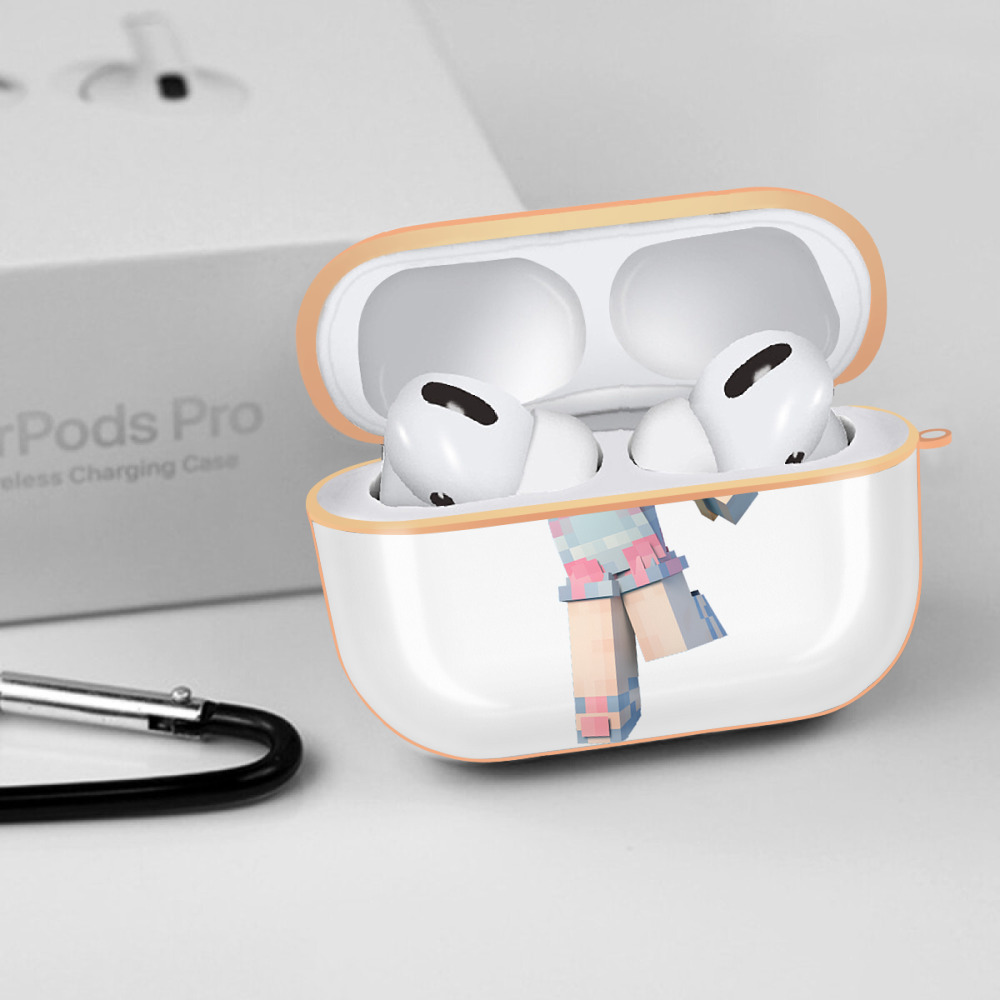 マインクラフト ブロックの世界 Minecraft MC Block world 【AirPods Pro用】ハードシェル保護ケース｜耐衝撃・防指紋・カラビナ付き商品仕様