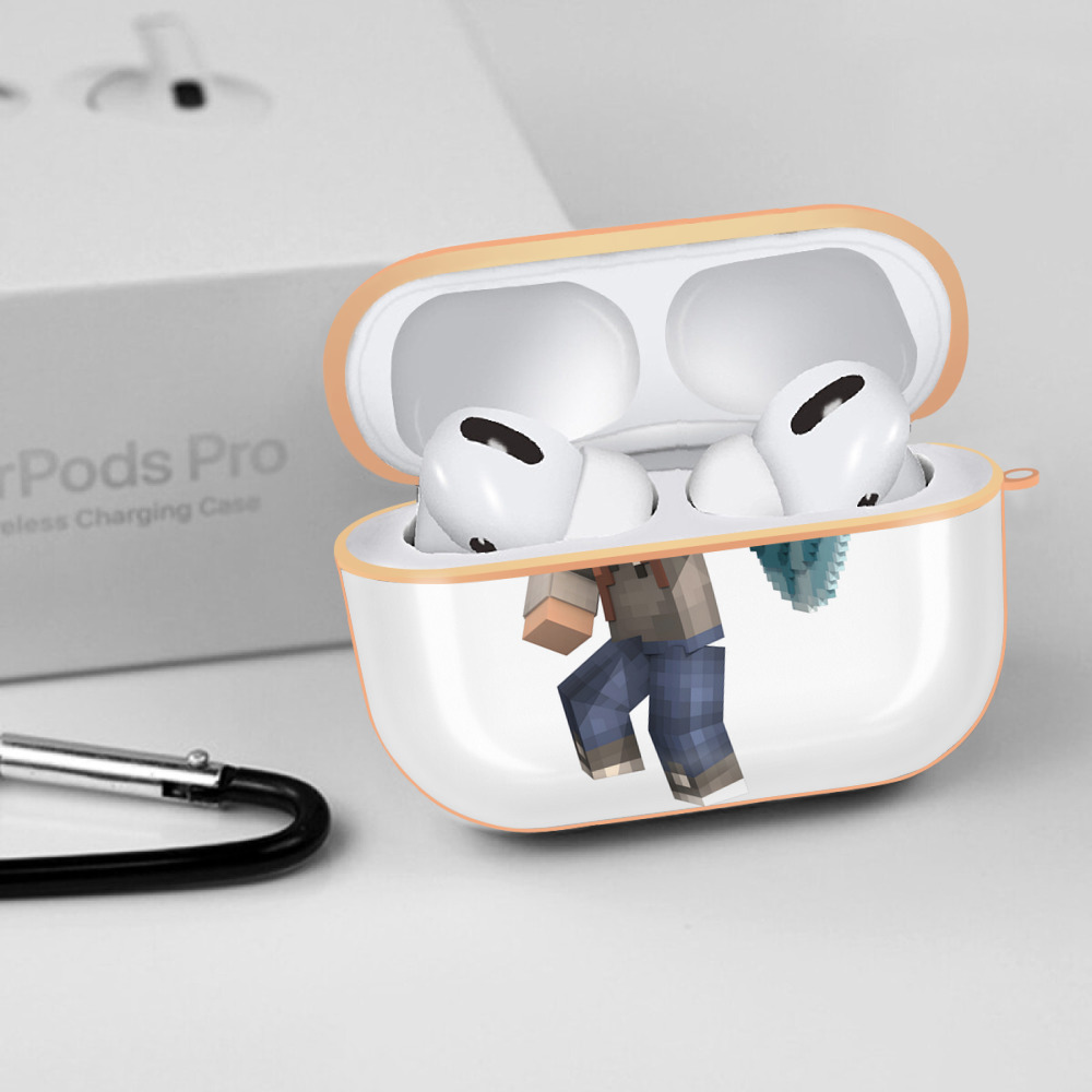 マインクラフト ブロックの世界 Minecraft MC Block world 【AirPods Pro用】ハードシェル保護ケース｜耐衝撃・防指紋・カラビナ付き商品仕様