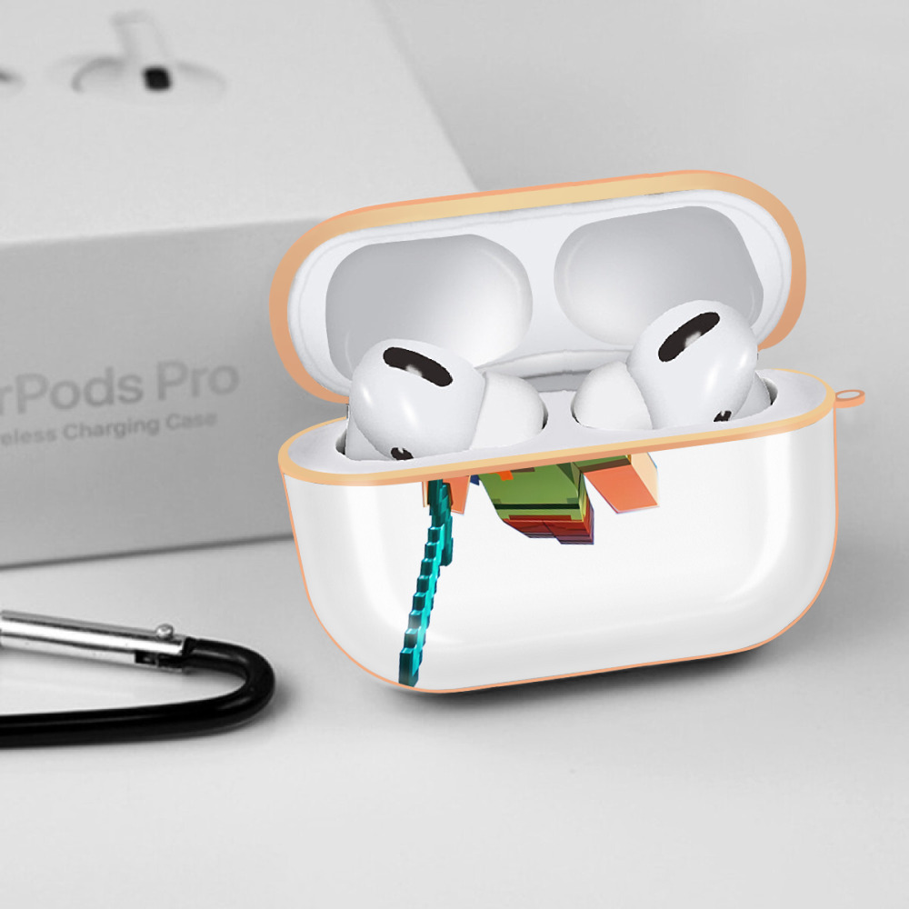 マインクラフト ブロックの世界 Minecraft MC Block world 【AirPods Pro用】ハードシェル保護ケース｜耐衝撃・防指紋・カラビナ付き商品仕様