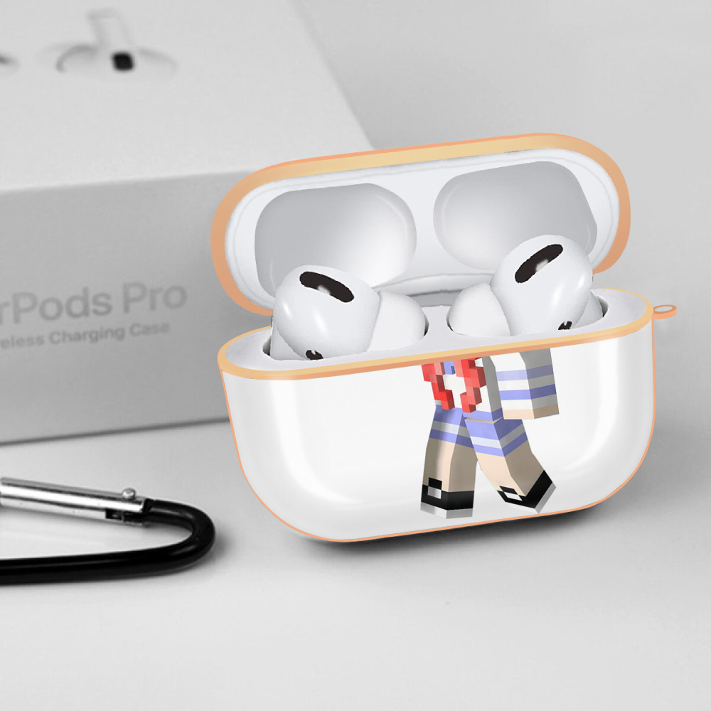 マインクラフト ブロックの世界 Minecraft MC Block world 【AirPods Pro用】ハードシェル保護ケース｜耐衝撃・防指紋・カラビナ付き商品仕様