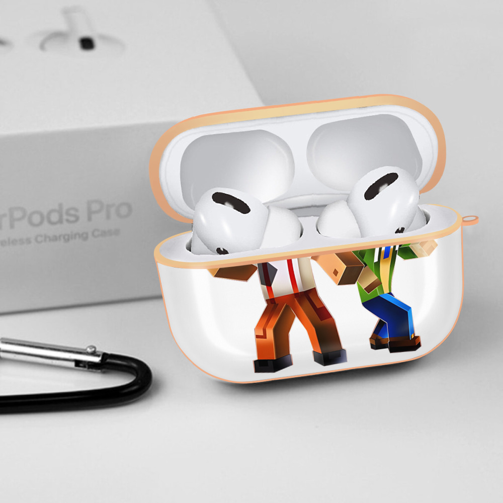 マインクラフト ブロックの世界 Minecraft MC Block world 【AirPods Pro用】ハードシェル保護ケース｜耐衝撃・防指紋・カラビナ付き商品仕様