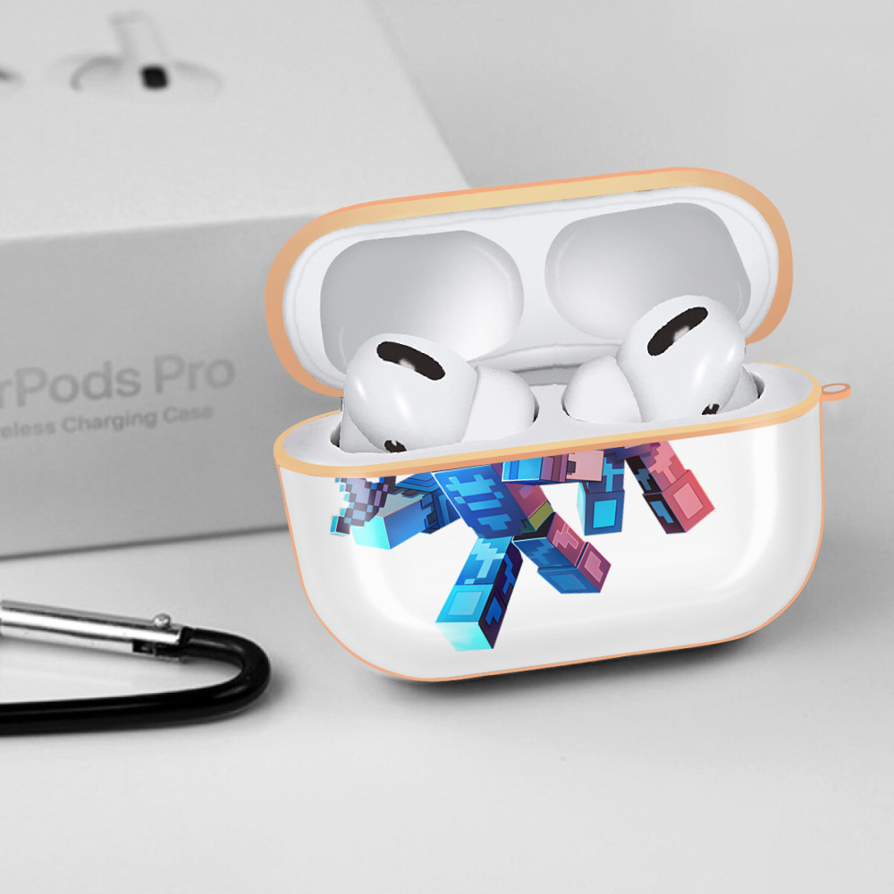 マインクラフト ブロックの世界 Minecraft MC Block world 【AirPods Pro用】ハードシェル保護ケース｜耐衝撃・防指紋・カラビナ付き商品仕様