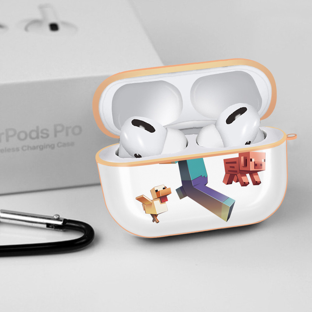 マインクラフト ブロックの世界 Minecraft MC Block world 【AirPods Pro用】ハードシェル保護ケース｜耐衝撃・防指紋・カラビナ付き商品仕様
