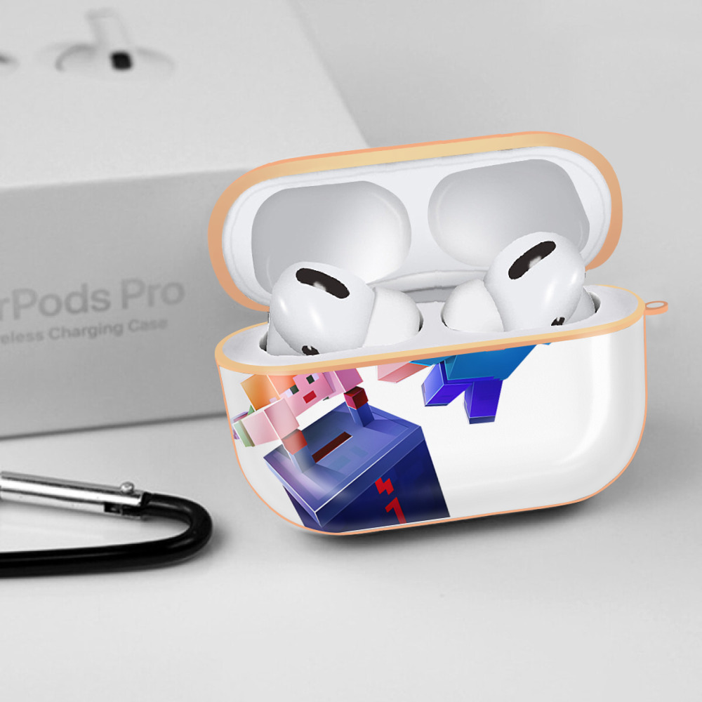 マインクラフト ブロックの世界 Minecraft MC Block world 【AirPods Pro用】ハードシェル保護ケース｜耐衝撃・防指紋・カラビナ付き商品仕様