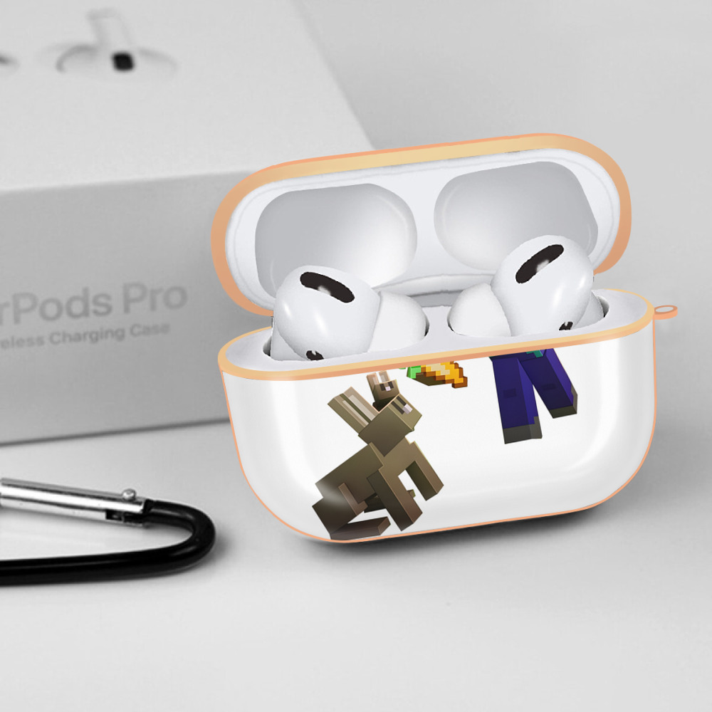 マインクラフト ブロックの世界 Minecraft MC Block world 【AirPods Pro用】ハードシェル保護ケース｜耐衝撃・防指紋・カラビナ付き商品仕様