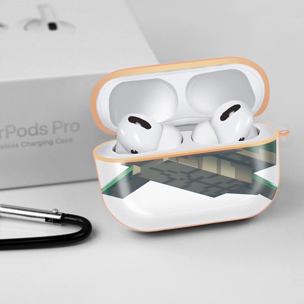 マインクラフト ブロックの世界 Minecraft MC Block world 【AirPods Pro用】ハードシェル保護ケース｜耐衝撃・防指紋・カラビナ付き商品仕様