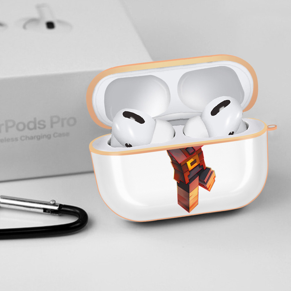 マインクラフト ブロックの世界 Minecraft MC Block world 【AirPods Pro用】ハードシェル保護ケース｜耐衝撃・防指紋・カラビナ付き商品仕様