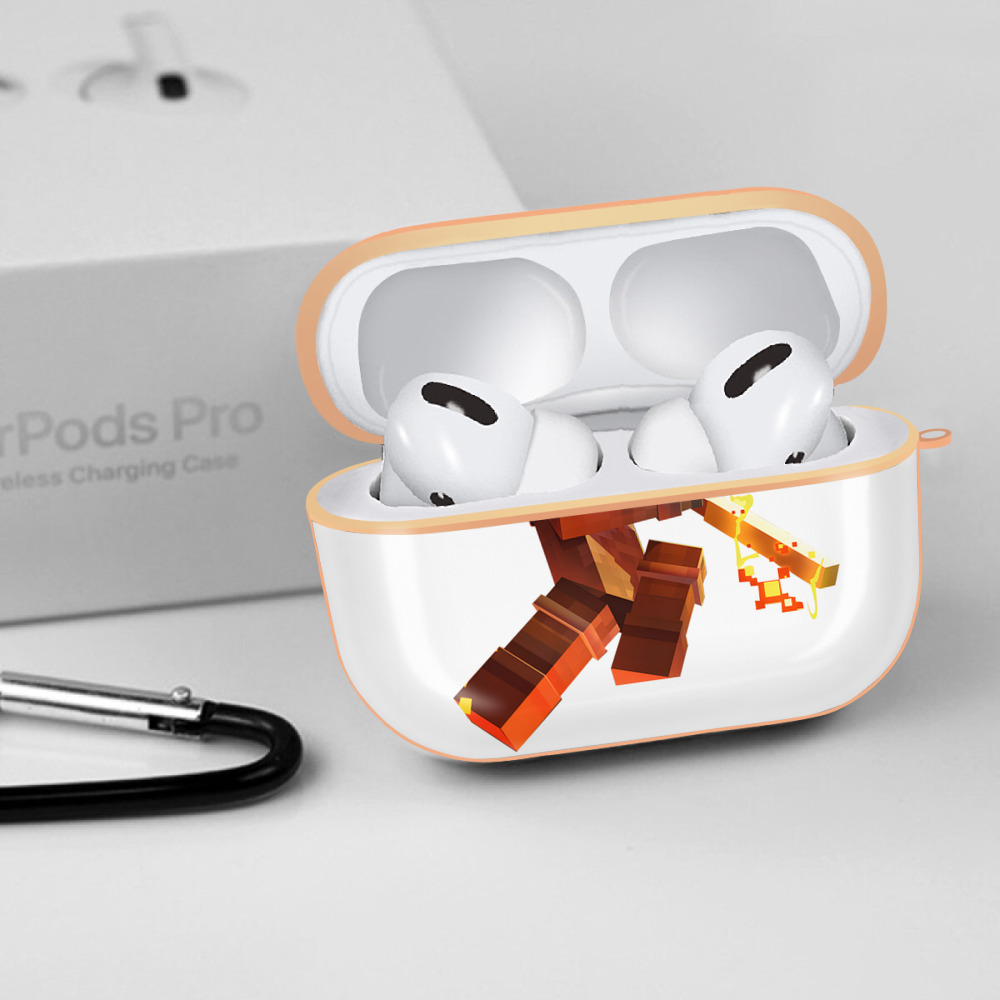 マインクラフト ブロックの世界 Minecraft MC Block world 【AirPods Pro用】ハードシェル保護ケース｜耐衝撃・防指紋・カラビナ付き商品仕様