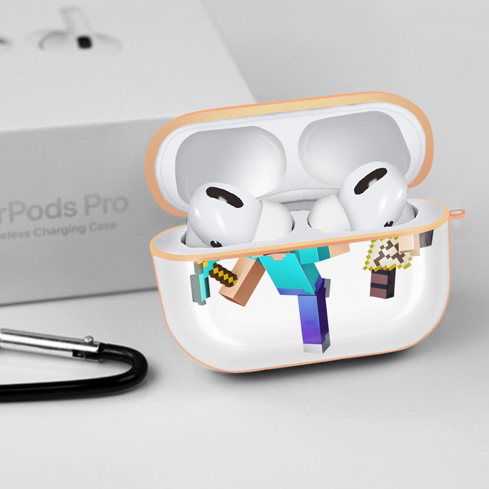 マインクラフト ブロックの世界 Minecraft MC Block world 【AirPods Pro用】ハードシェル保護ケース｜耐衝撃・防指紋・カラビナ付き商品仕様