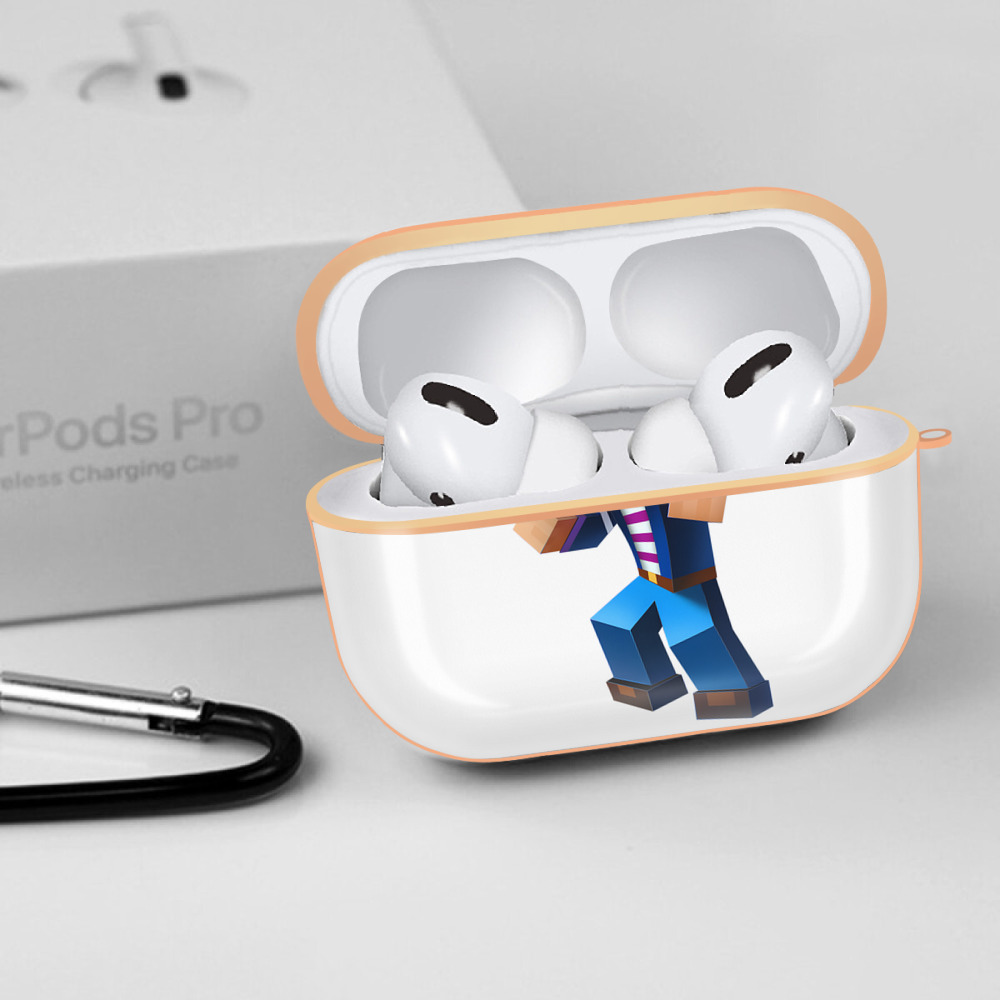 マインクラフト ブロックの世界 Minecraft MC Block world 【AirPods Pro用】ハードシェル保護ケース｜耐衝撃・防指紋・カラビナ付き商品仕様