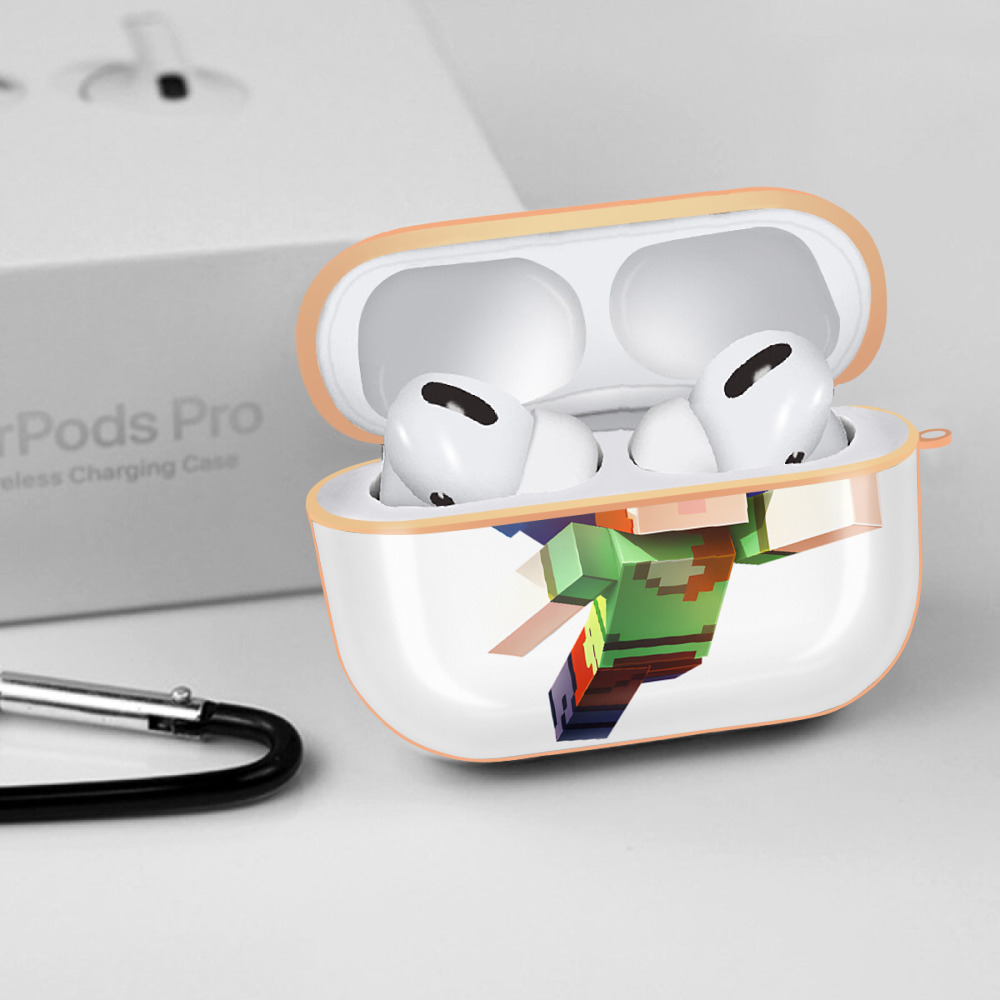 マインクラフト ブロックの世界 Minecraft MC Block world 【AirPods Pro用】ハードシェル保護ケース｜耐衝撃・防指紋・カラビナ付き商品仕様