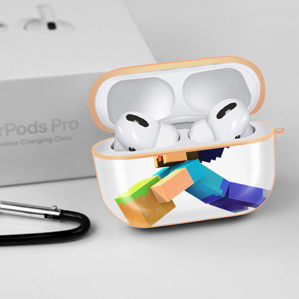マインクラフト ブロックの世界 Minecraft MC Block world 【AirPods Pro用】ハードシェル保護ケース｜耐衝撃・防指紋・カラビナ付き商品仕様