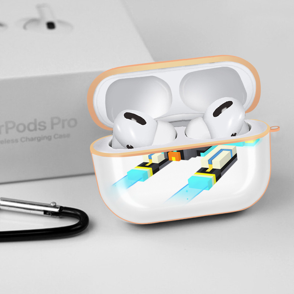 マインクラフト ブロックの世界 Minecraft MC Block world 【AirPods Pro用】ハードシェル保護ケース｜耐衝撃・防指紋・カラビナ付き商品仕様