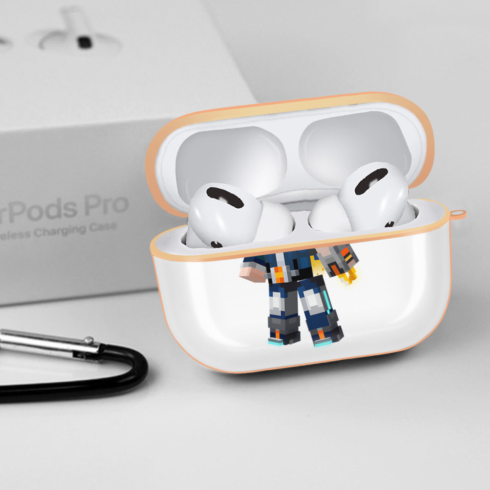 マインクラフト ブロックの世界 Minecraft MC Block world 【AirPods Pro用】ハードシェル保護ケース｜耐衝撃・防指紋・カラビナ付き商品仕様