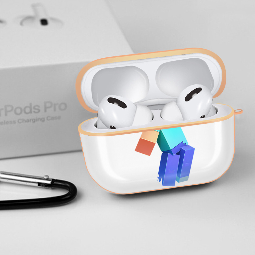 マインクラフト ブロックの世界 Minecraft MC Block world 【AirPods Pro用】ハードシェル保護ケース｜耐衝撃・防指紋・カラビナ付き商品仕様