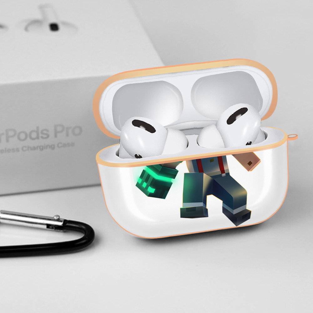 マインクラフト ブロックの世界 Minecraft MC Block world 【AirPods Pro用】ハードシェル保護ケース｜耐衝撃・防指紋・カラビナ付き商品仕様